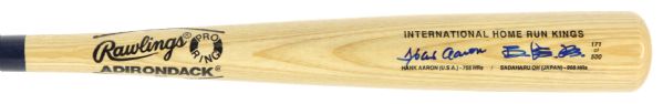 1983-86 Hank Aaron Sadaharu Oh Eddie Mathews Signed Bat Collection - Lot of 2 (JSA)