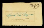 1950 Harold "Pie" Traynor Signed Index Card Pittsburgh Pirates HOF 3" x 5" (JSA)