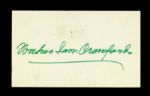 1899-1968 Wahoo Sam Crawford Signed Index Card Detroit Tigers 3" x 5" HOF (JSA)