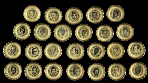 1965 NFL All Star Coke Bottle Cap Collection - Lot of 25 w/ Bart Starr, Gale Sayers, Merlin Olsen, Ales Karras, Fran Tarkenton & More