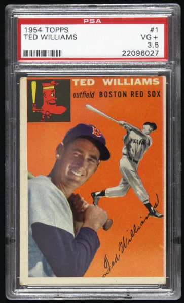 1954 Ted Williams Boston Red Sox Topps #1 Trading Card (PSA 3.5 VG+)