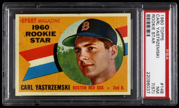 1960 Carl Yastrzemski Boston Red Sox Topps #148 Rookie Star Trading Card (PSA 7(ST) NM)