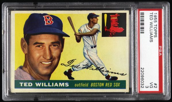 1955 Ted Williams Boston Red Sox Topps #2 Trading Card (PSA 3 VG)