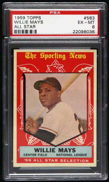 1959 Willie Mays San Francisco Giants Topps #563 All Star Trading Card (PSA 6 EX-MT)