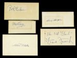 1920s-70s Signed Hall of Fame Cuts Index Cards - Lot of 9 w/ Frisch, Durocher, Alston, Gibson (JSA)