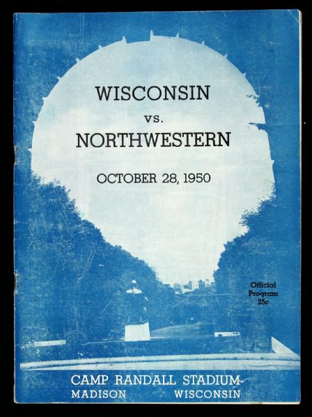 1950 Wisconsin Badgers vs. Northwestern Wildcats Camp Randall Stadium Gameday Program 