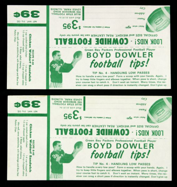 1960s Boyd Dowler Green Bay Packers Premium Redemption Form - Lot of 2