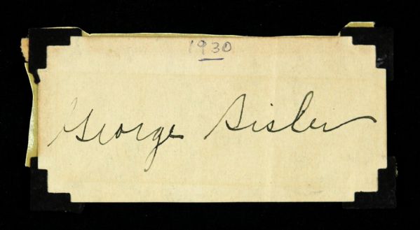 1930 George Sisler Signed Cut St. Louis Browns HOF 2" x 4" (JSA)