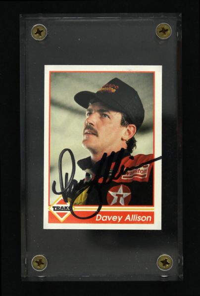 1992 Davey Allison Signed Traks Racing Trading Card (JSA)