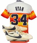 1982 Nolan Ryan Houston Astros Game Worn Home Jersey (MEARS A10) & Shoes Finest Astros Specimen Examined by MEARS!!!