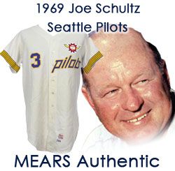 1969 Joe Schultz "Rare 1-Year Style" Seattle Pilots Game Worn Home Jersey (MEARS LOA) Professionally Restored