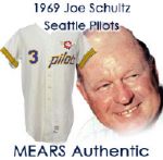 1969 Joe Schultz "Rare 1-Year Style" Seattle Pilots Game Worn Home Jersey (MEARS LOA) Professionally Restored