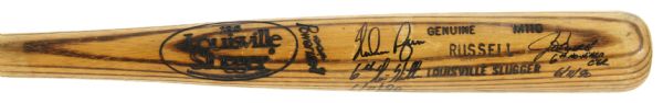 1990 circa Nolan Ryan John Russell Dual Signed Professional Model Louisville Slugger Game Used Bat (MEARS LOA)