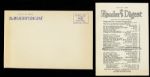 1952 John F. Kennedy Readers Digest "Survival" Reprint Article w/ Original Envelope