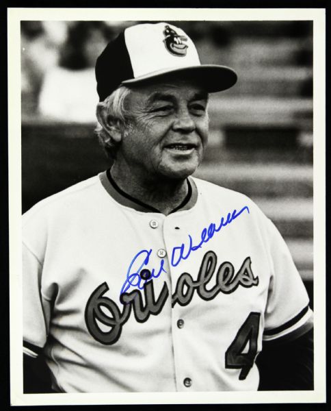 1968-2013 Earl Weaver Signed Baltimore Orioles Black and White Photo HOF 8" x 10" (JSA) 