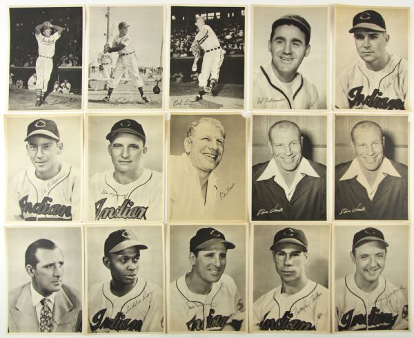 1948-49 Cleveland Indians Facsimile Signed Team Photo Collection - Lot of 115 w/ 3 Letters Signed by Bill Veeck (JSA)