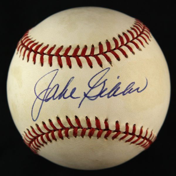 1994-2000 Jake Gibbs New York Yankees Single Signed OAL Budig Baesball (JSA)