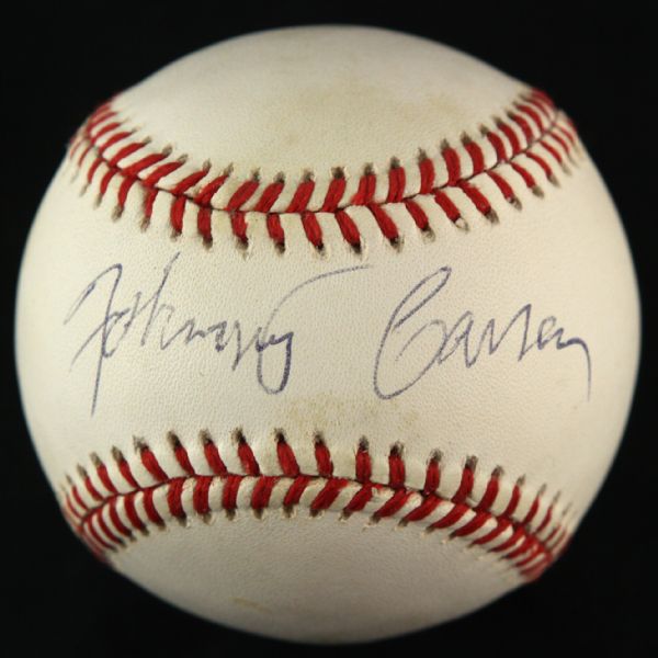 1989-93 Johnny Carson Late Night Television Host Single Signed ONL White Baseball (JSA)
