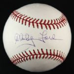 2000s Whitey Ford New York Yankees Single Signed OML Selig Baseball (JSA)