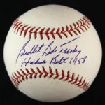 2000-12 "Bullet" Bob Turley New York Yankees Single Signed & Inscribed "Hickok Belt 1958" OML Selig Baseball (JSA)