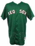 2005 Edgar Renteria Boston Red Sox Game Worn St. Patricks Day Green Jersey (MEARS LOA)