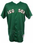 2005 Edgar Renteria Boston Red Sox Game Worn St. Patricks Day Green Jersey (MEARS LOA)