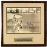 1990s Don Larsen New York Yankees Signed & Inscribed 19" x 19" Framed Display (JSA) 693/1956