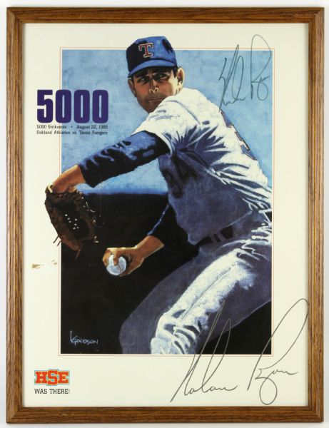1989 Nolan Ryan Texas Rangers Signed 5,000th Strikeout 20" x 26" Framed Print (JSA)