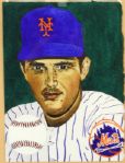 2000s Nolan Ryan New York Mets 11" x 15" Original Artwork by Rick Jackson