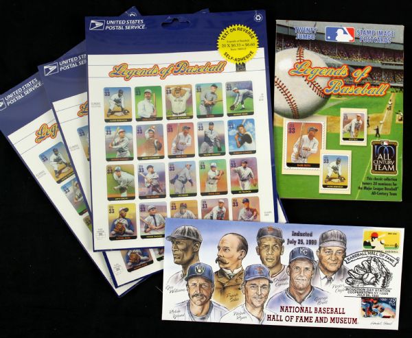 1999-2000 Baseball Hall of Fame Stamp Postcard and Induction Cachet Collection - Lot of 25