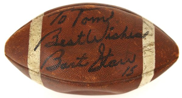 1960s Bart Starr Green Bay Packers Signed Jim Taylor Spalding Football (JSA)