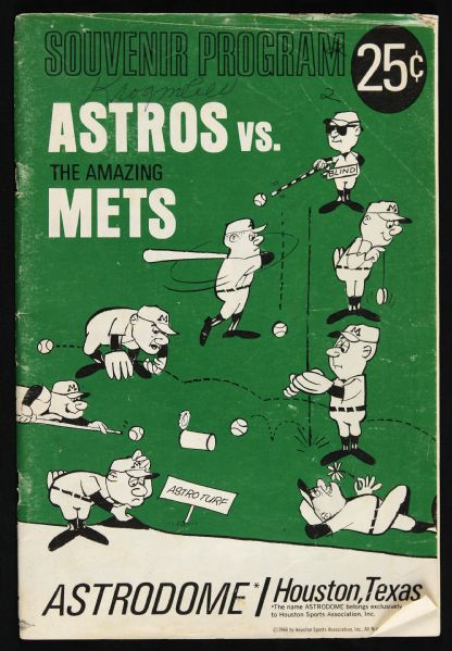 1966 Houston Astros New York Mets Program Featuring Nolan Ryans First Major League Appearance
