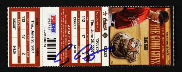 2007 Craig Biggio Houston Astros Signed Ticket (PSA/DNA)