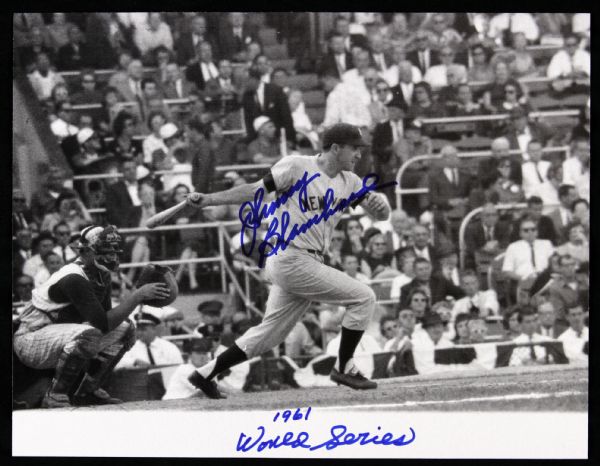 1961 Johnny Blanchard Signed 8 x 10 B/W Photo New York Yankees w/1961 World Series Inscription (JSA)