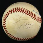 1990's Mickey Mantle Whitey Ford Brett Favre Chris Redman Signed OAL Brown Baseball (JSA)