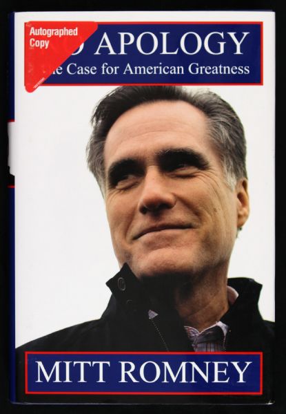2010 Mitt Romney No Apology Signed Book Ex-Presidential Candidate *JSA*