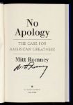 2010 Mitt Romney No Apology Signed Book Ex-Presidential Candidate *JSA*