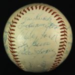 1960 New York Yankees Team Signed OAL Cronin Baseball w/ 21 Signatures Including Mickey Mantle, Whitey Ford, Yogi Berra & More (JSA)