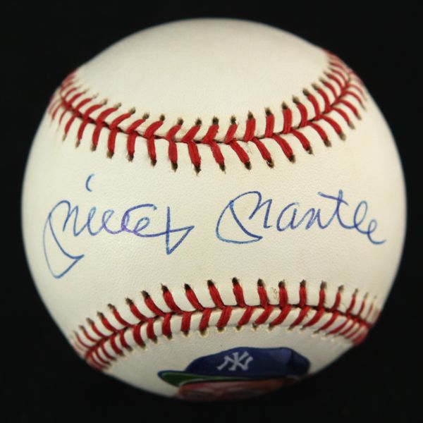 1984-94 Mickey Mantle New York Yankees Single Signed OAL Brown Painted Baseball (PSA/DNA)