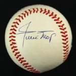 1984-94 Mickey Mantle Willie Mays Duke Snider Signed OAL Brown Baseball (PSA/DNA)