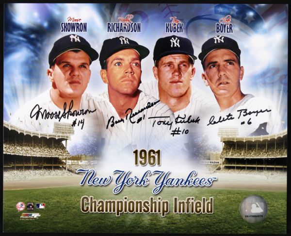 2006 Signed New York Yankees 61 Championship Infield Skowron Richardson Kubek Boyer 8 x 10 (JSA)
