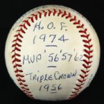 1984-94 Mickey Mantle New York Yankees Single Signed & Inscribed OAL Brown Baseball (PSA/DNA)