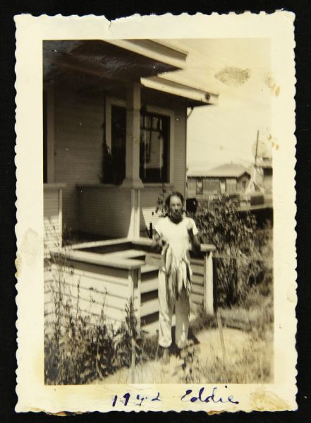 1941 Duke Snider Stringer of Fish 2.5" x 3.5" Original Photograph from Snider Family Photo Album (MEARS LOA)
