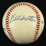 1984-94 500 Home Run Club Signed OAL Brown Baseball w/ 5 Signatures Including Mantle, Mays, Killebrew, Jackson & Mathews (PSA/DNA)