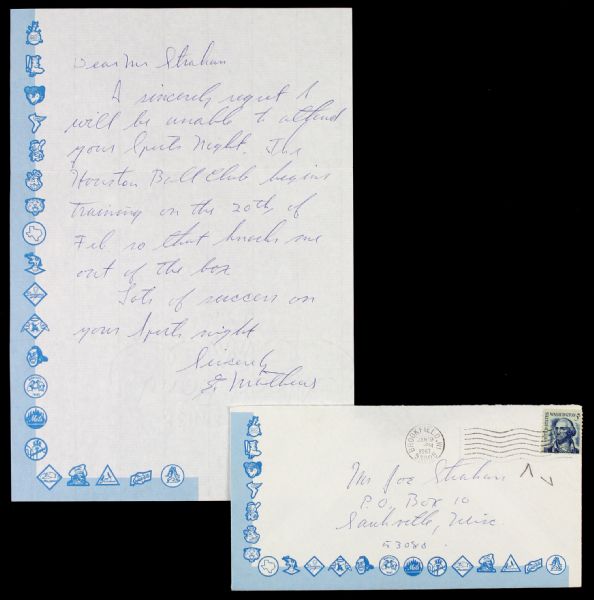 1967 Eddie Mathews Signed Letter Houston Astros Milwaukee Braves (JSA)