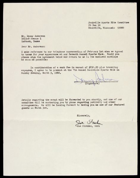 1962-69 Signed Green Bay Packers Letter Collection Jim Taylor Forrest Gregg Donny Anderson - Lot of 4 (JSA)