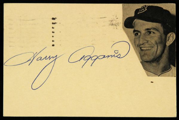 1954 Harry Agganis Signed 3 1/2" x 5 Post Card Boston Red Sox (JSA)