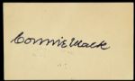 1954 Connie Mack Signed 3 x 5 Index Card Philadelphia Athletics (JSA)