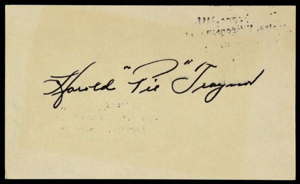 1954 Harold "Pie" Traynor Signed 3" x 5" Index Card Pittsburgh Pirates (JSA)