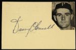 1954 Danny O Connell Milwaukee Braves Signed Postcard 3 1/2" x 5" (JSA)